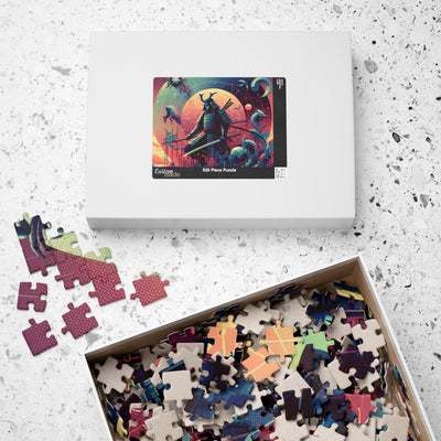 Futuristic Samurai Zodiac Art | Cosmic Warrior Digital Print | Japanese Sci-Fi Wall Decor V1 Puzzle (110, 252, 520, 1014-piece)