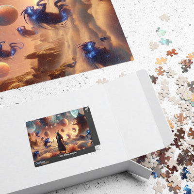 Futuristic Samurai Zodiac Art | Cosmic Warrior Digital Print | Japanese Sci-Fi Wall Decor V3 Puzzle (110, 252, 520, 1014-piece)