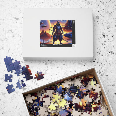 Futuristic Samurai and Spaceships | Sci-Fi Cyberpunk Wall Art | Japanese Warrior Digital Print V1 Puzzle (110, 252, 520, 1014-piece)