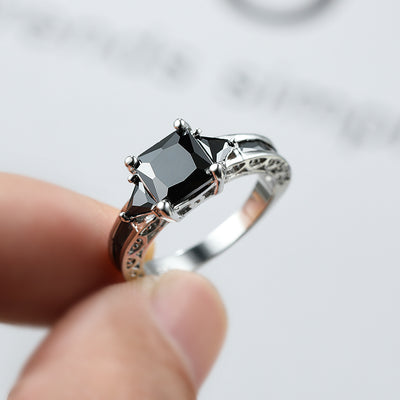 Glamorous Princess Cut Pink Zircon Ring - Sparkling Square Stone Engagement/Wedding Jewelry for Her - Perfect Valentines Day Gift for Feminine Elegance For Women