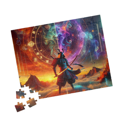 Futuristic Samurai Zodiac Art | Cosmic Warrior Digital Print | Japanese Sci-Fi Wall Decor V6 Puzzle (110, 252, 520, 1014-piece)
