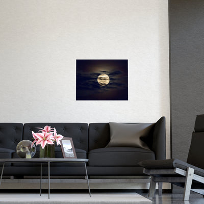 Moonlit Matte Poster - Serene Wall Art for Home Decor, Night Sky Print, Bedroom Aesthetic, Gift for Moon Lovers, Unique Decorative Artwork