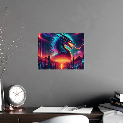 Vibrant Fantasy Dragon Poster, Matte Art Print for Home Decor, Wall Art for Gamers, Gift for Fantasy Lovers, Magical Wall Decor