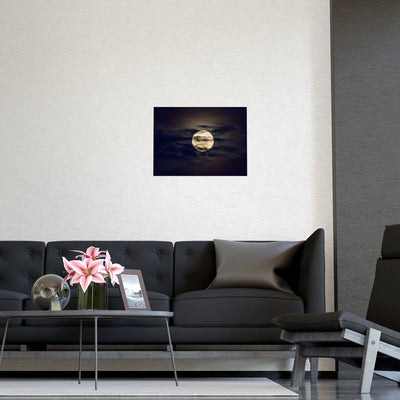 Moonlit Matte Poster - Serene Wall Art for Home Decor, Night Sky Print, Bedroom Aesthetic, Gift for Moon Lovers, Unique Decorative Artwork