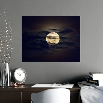 Moonlit Matte Poster - Serene Wall Art for Home Decor, Night Sky Print, Bedroom Aesthetic, Gift for Moon Lovers, Unique Decorative Artwork