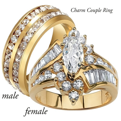 Fashionable Casual Romantic Stainless Steel Double-row Imitation Zirconia Ring For Women