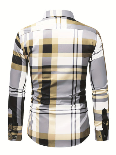 [Long Sleeve Simple Lapel Shirt] Fashionable And Simple Men's Long Sleeve Casual Lapel Simple Shirt, Trendy And Versatile, Suitable For Dates, For Formal Social Occasions And Appointments, For Summer Spring Fall