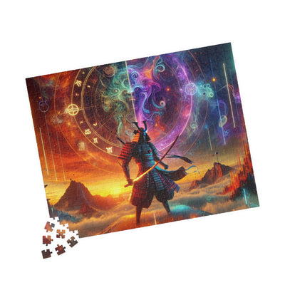 Futuristic Samurai Zodiac Art | Cosmic Warrior Digital Print | Japanese Sci-Fi Wall Decor V6 Puzzle (110, 252, 520, 1014-piece)