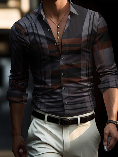 [Long Sleeve Simple Lapel Shirt] Fashionable And Simple Men's Long Sleeve Casual Lapel Simple Shirt, Trendy And Versatile, Suitable For Dates, For Formal Social Occasions And Appointments, For Summer Spring Fall