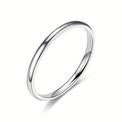 1pc 2MM Smooth Spherical Stainless Steel Ring For Women
