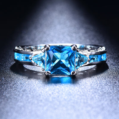 Glamorous Princess Cut Pink Zircon Ring - Sparkling Square Stone Engagement/Wedding Jewelry for Her - Perfect Valentines Day Gift for Feminine Elegance For Women