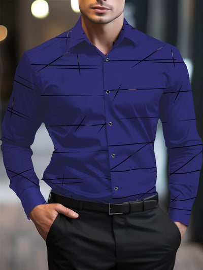 Men's Casual Navy Blue Slim Shirt