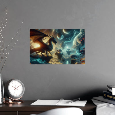 Mystical Dragon Wall Art Print, Fantasy Decor, Matte Poster for Home, Office, Gift for Dragon Lovers, Fantasy Art, Unique Room Decor