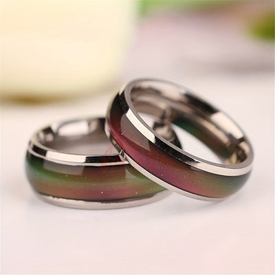 Stainless Steel Mood Ring with Temperature-Sensitive Color For Men / Women Changing Resin - Fashionable Jewelry Gift