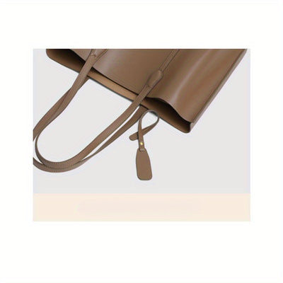 Preppy leather shoulder bag women, stylish cowhide crossbody bag, light luxury commuter Tote bag