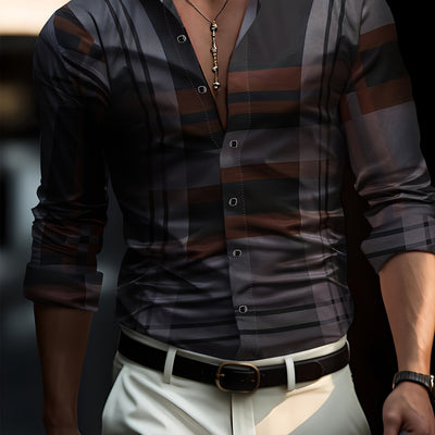 [Long Sleeve Simple Lapel Shirt] Fashionable And Simple Men's Long Sleeve Casual Lapel Simple Shirt, Trendy And Versatile, Suitable For Dates, For Formal Social Occasions And Appointments, For Summer Spring Fall