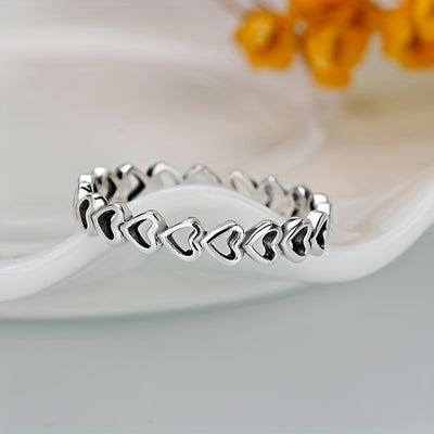 Elegant Heart-Shaped Stainless Steel Ring - Unisex Design, Perfect Gift for All Occasions