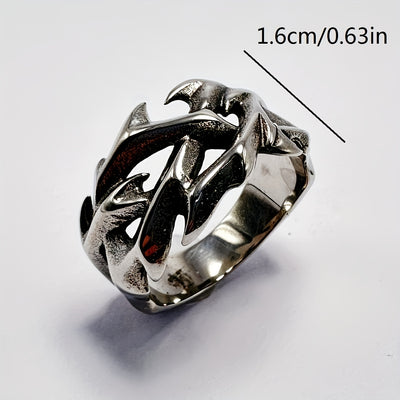 1pc Stainless Steel Ring, Casual Trendy Single Ring For Men