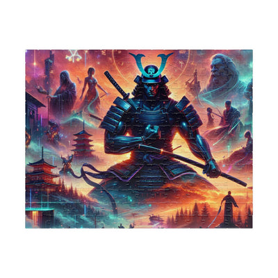 Futuristic Samurai Zodiac Art | Cosmic Warrior Digital Print | Japanese Sci-Fi Wall Decor V5 Puzzle (110, 252, 520, 1014-piece)