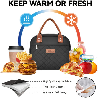 Reusable Leak Proof Insulated Cooler Lunch Bag Women With Front Pocket & Double Zippers Closure For Adults, Students And Travelers, Perfect For School Office Picnic - Flower & Cow Print Pattern, Easter Gift Idea, Kitchen Stor