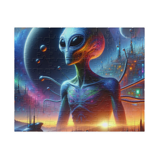 Digital Alien In Futuristic Landscapes V1 Puzzle (110, 252, 520, 1014-piece)