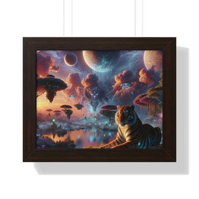 Digital Tiger In Alien Wildlife V2 Framed Horizontal Poster