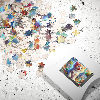 Whimsical Cat Puzzle, Fun Family Game, Cat Lovers Gift, Relaxing Activity, Unique Gift, Home Decor, Creative Brain Teaser