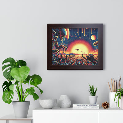 Digital Alien In Minimalist Horror V1 Framed Horizontal Poster