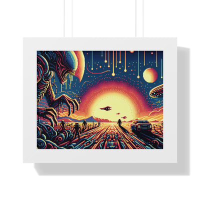 Digital Alien In Minimalist Horror V1 Framed Horizontal Poster