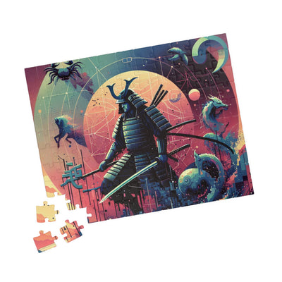Futuristic Samurai Zodiac Art | Cosmic Warrior Digital Print | Japanese Sci-Fi Wall Decor V1 Puzzle (110, 252, 520, 1014-piece)