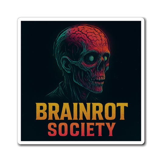 Brainrot Society Magnetic Fridge Decor, Edgy Skull Design Magnet for Home, Unique Gift Idea, Collectible Art, Halloween Decoration