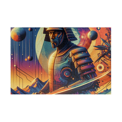 Futuristic Samurai and Spaceships | Sci-Fi Cyberpunk Wall Art | Japanese Warrior Digital Print V2 Puzzle (110, 252, 520, 1014-piece)