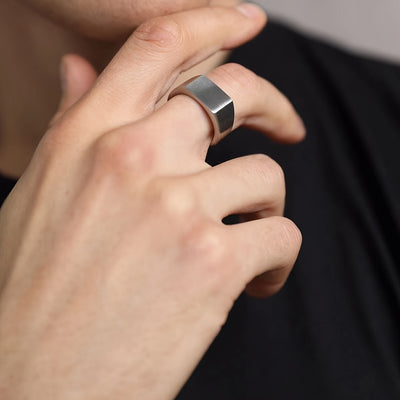 Simple Men's Stainless Steel Square Ring