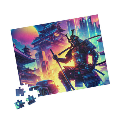 Futuristic Samurai and Spaceships | Sci-Fi Cyberpunk Wall Art | Japanese Warrior Digital Print V6 Puzzle (110, 252, 520, 1014-piece)