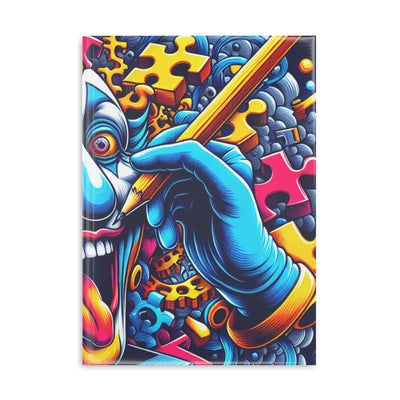 Psychedelic Hardcover Notebook, Creative Journal, Unique Sketchbook, Gift for Artists, Colorful Puzzle Cover, Fun Writing Accessory