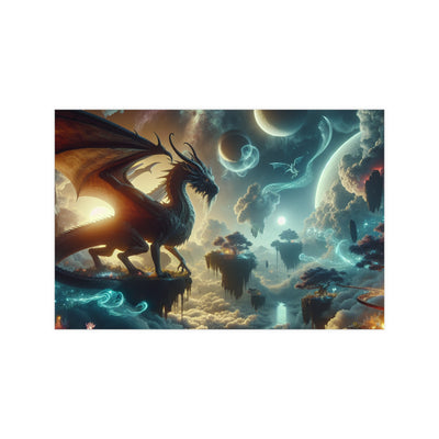 Mystical Dragon Wall Art Print, Fantasy Decor, Matte Poster for Home, Office, Gift for Dragon Lovers, Fantasy Art, Unique Room Decor