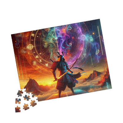 Futuristic Samurai Zodiac Art | Cosmic Warrior Digital Print | Japanese Sci-Fi Wall Decor V6 Puzzle (110, 252, 520, 1014-piece)