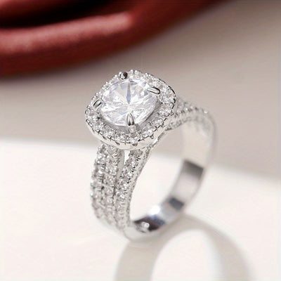 Micro Pave 3 Row zirconia Ring For Women Engagement Wedding Casual Party Jewelry