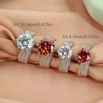 3ct/5ct Moissanite 925 Sterling Silver Inlaid Luxurious Ring for Engagement, Wedding, Evening Party, and Official Occasions For Women