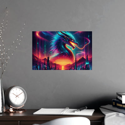 Vibrant Fantasy Dragon Poster, Matte Art Print for Home Decor, Wall Art for Gamers, Gift for Fantasy Lovers, Magical Wall Decor