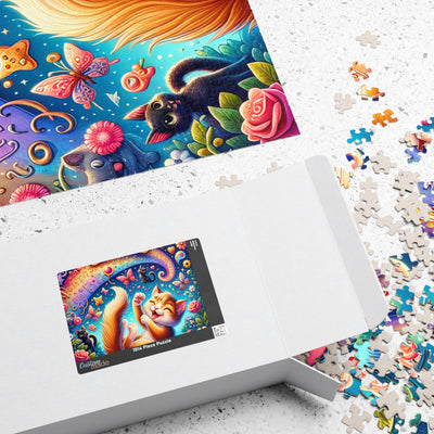Cat-Themed Puzzle - Fun for Family Game Night, Gift for Cat Lovers, Colorful Artwork, Relaxation Activity, 110-1014 Pieces
