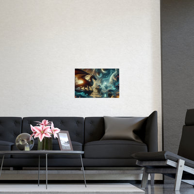 Mystical Dragon Wall Art Print, Fantasy Decor, Matte Poster for Home, Office, Gift for Dragon Lovers, Fantasy Art, Unique Room Decor