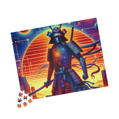 Futuristic Samurai Zodiac Art | Cosmic Warrior Digital Print | Japanese Sci-Fi Wall Decor V2 Puzzle (110, 252, 520, 1014-piece)