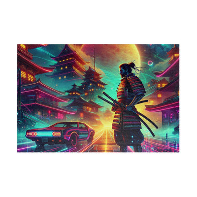 Futuristic Samurai and Spaceships | Sci-Fi Cyberpunk Wall Art | Japanese Warrior Digital Print V5 Puzzle (110, 252, 520, 1014-piece)