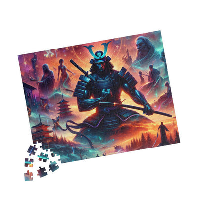 Futuristic Samurai Zodiac Art | Cosmic Warrior Digital Print | Japanese Sci-Fi Wall Decor V5 Puzzle (110, 252, 520, 1014-piece)