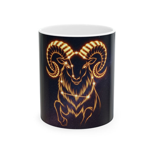 Astrological Ram Ceramic Mug - Zodiac Aries Coffee Cup, Horoscope Gift, Astrology Lover, Birthday Present, Office Mug