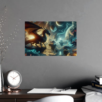 Mystical Dragon Wall Art Print, Fantasy Decor, Matte Poster for Home, Office, Gift for Dragon Lovers, Fantasy Art, Unique Room Decor