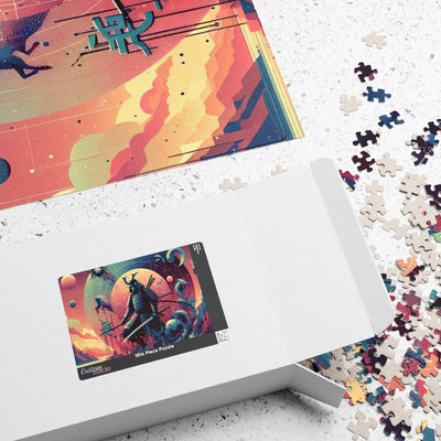 Futuristic Samurai Zodiac Art | Cosmic Warrior Digital Print | Japanese Sci-Fi Wall Decor V1 Puzzle (110, 252, 520, 1014-piece)