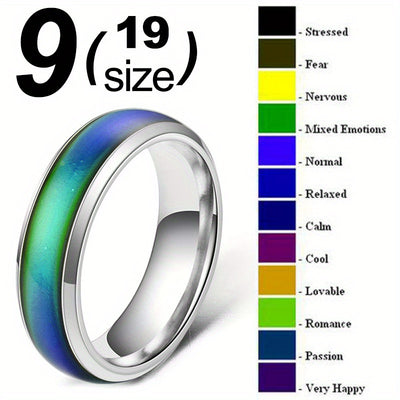 Stainless Steel Mood Ring with Temperature-Sensitive Color For Men / Women Changing Resin - Fashionable Jewelry Gift