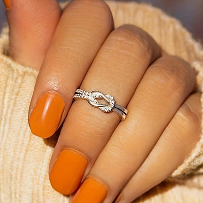 1pc Exquisite Knot Shaped 925 Sterling Silver Ring - Statement Jewelry with Inlaid Shining Zirconia for Evening Party, Cocktail Party, Anniversary, Birthday Gift for Her, Elegant and Sophisticated Accessory